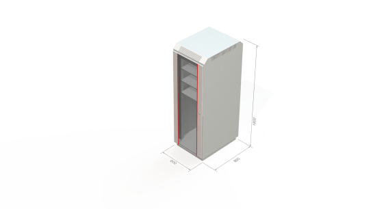 Шкаф-стойка 19" 600х800 38 U со стеклянной дверью, блоком вентиляции, 3 полки усиленные (200кг), DIN рейка.